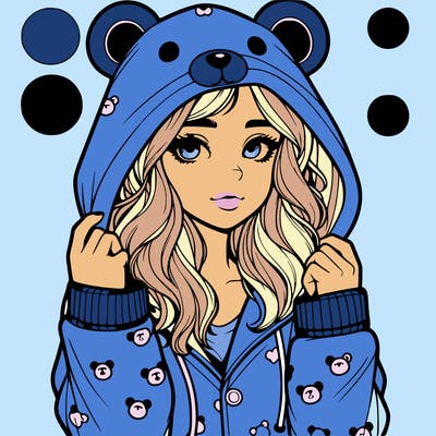 realistic girl in a animal pjs hoodie