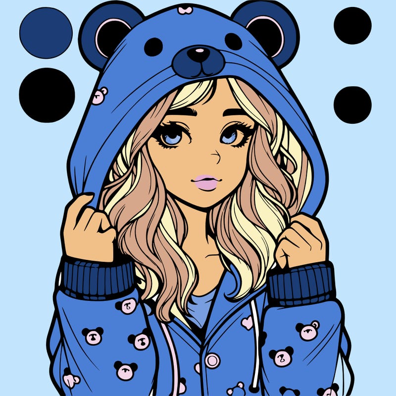 realistic girl in a animal pjs hoodie