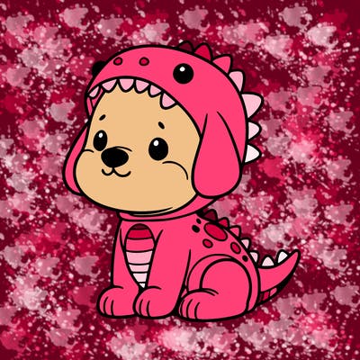 cute dog wearing dinosaur costume