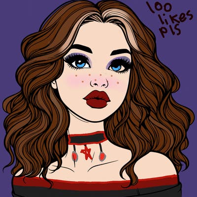 realistic girl with wavy hair and lips