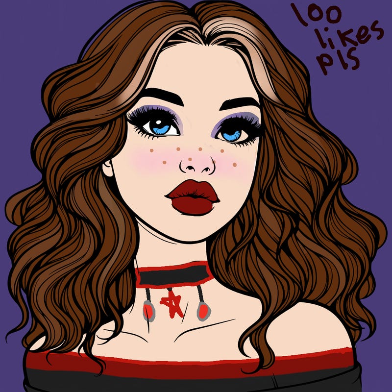 realistic girl with wavy hair and lips