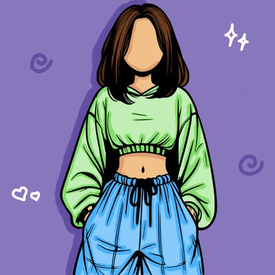 realistic girl faceless with baggy pants and a crop top