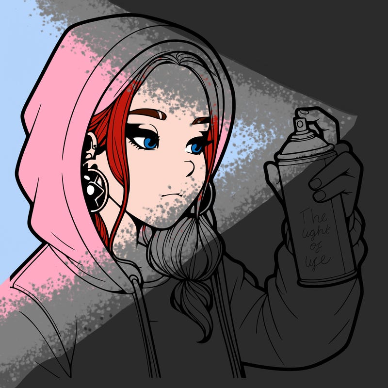 a realistic girl, spray painting