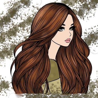 realistic girl with long realistic hair