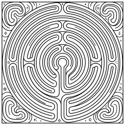 Embark on a journey of calm with this exquisite finger labyrinth pattern coloring page. Designed for meditative tracing and coloring, it offers a unique way to relax and focus your mind.