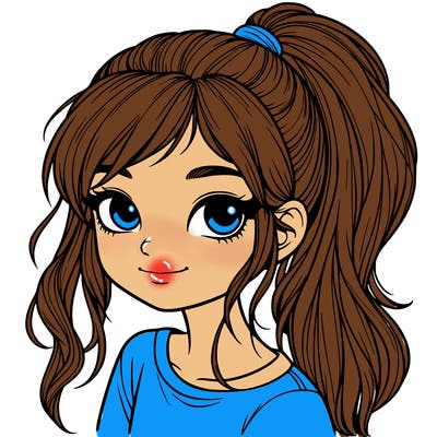 realistic girl with ponytail