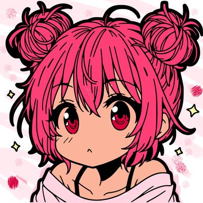 a manga girl with messy small buns