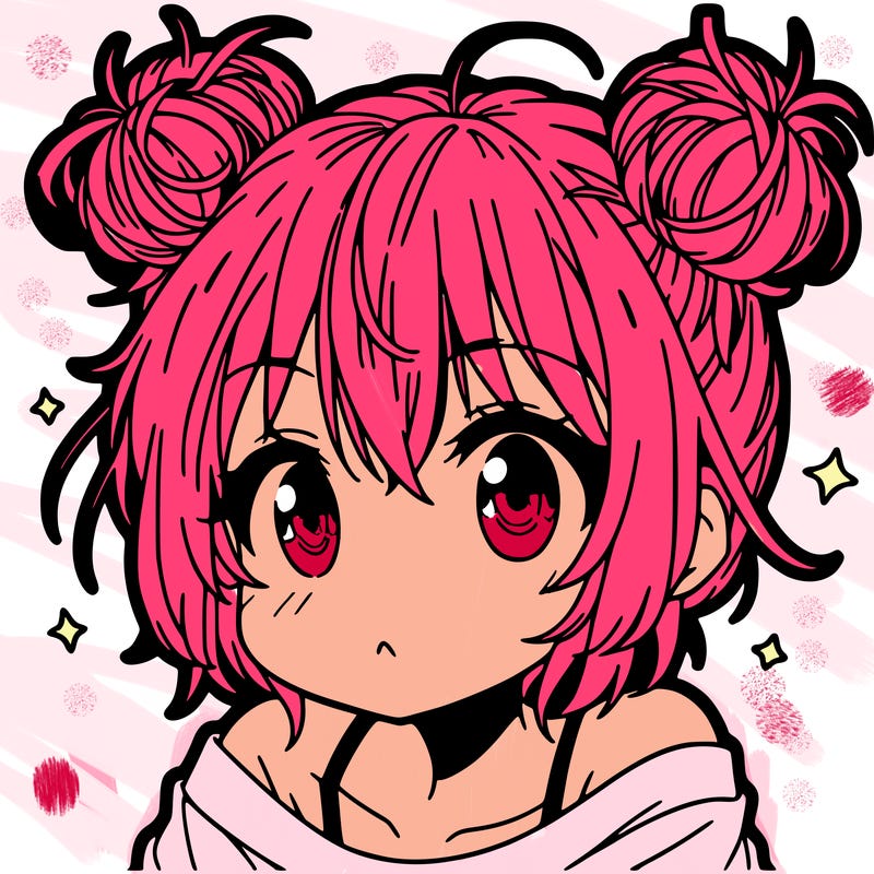 a manga girl with messy small buns