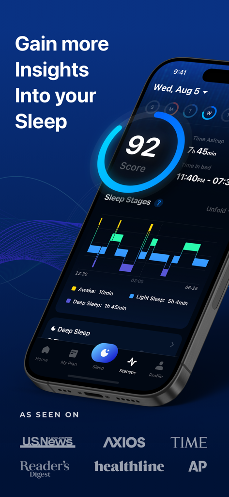 ShutEye®: Sleep Tracker, Sound - ShutEyeモバイルアプリが睡眠スコアとステージ分析を表示