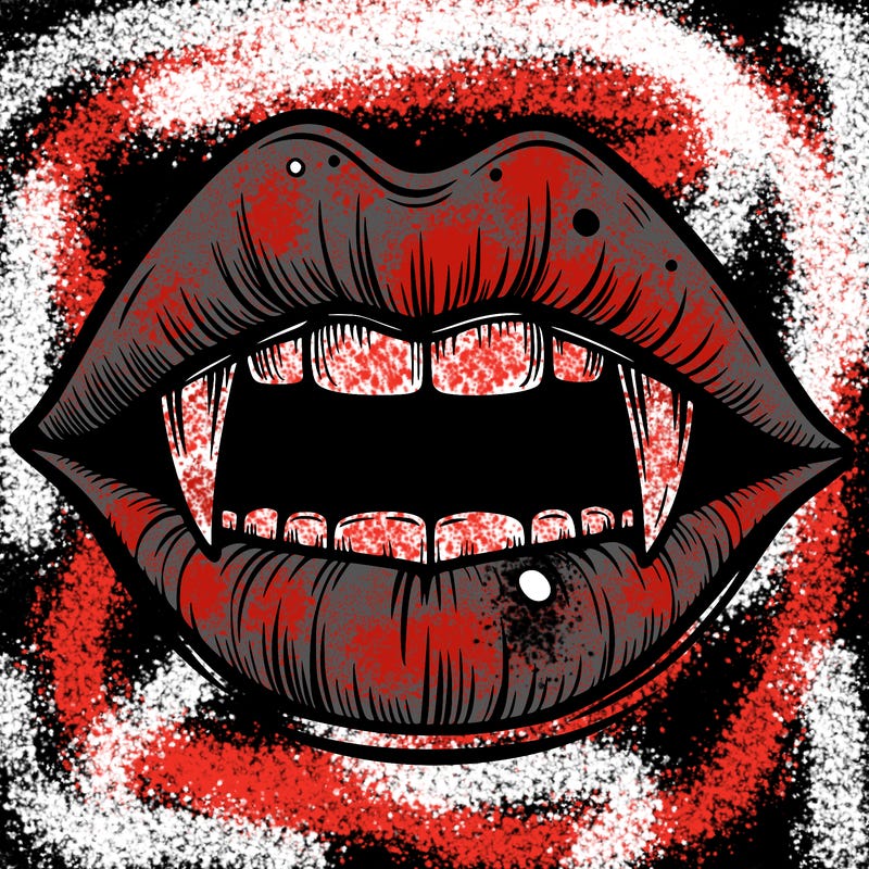 lips with vampire teeth