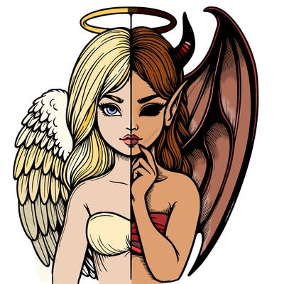 realistic angel half demon