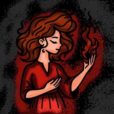 woman with fire