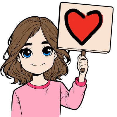 realistic girl holding up a sign