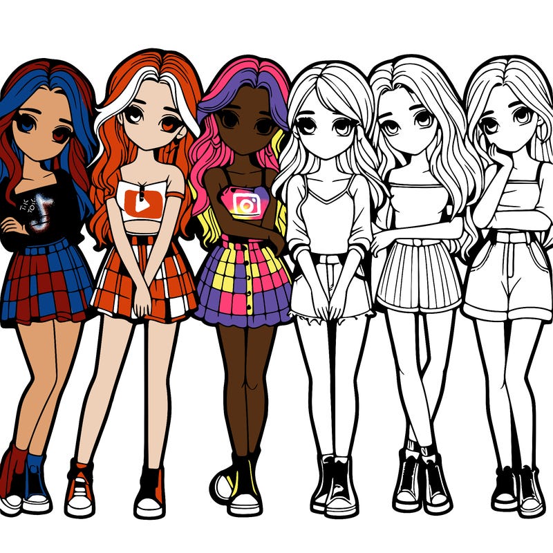 a group of girls realistic