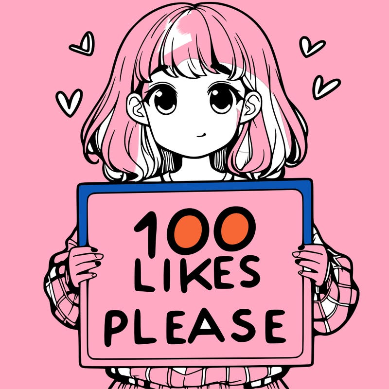 a girl holding a sign saying 100 likes please