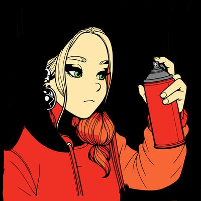 a realistic girl, spray painting