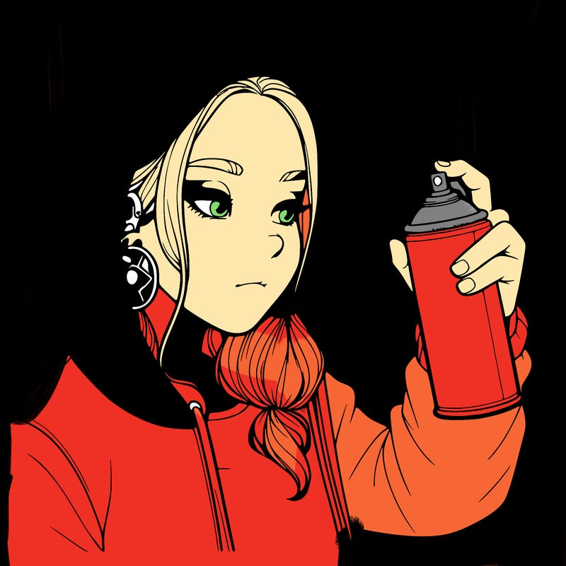 a realistic girl, spray painting