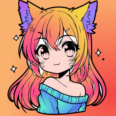 a cute anime girl with wolf ears