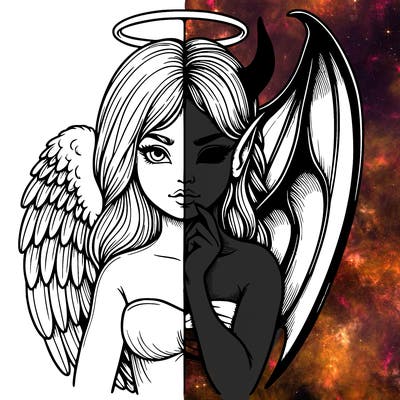 realistic angel half demon