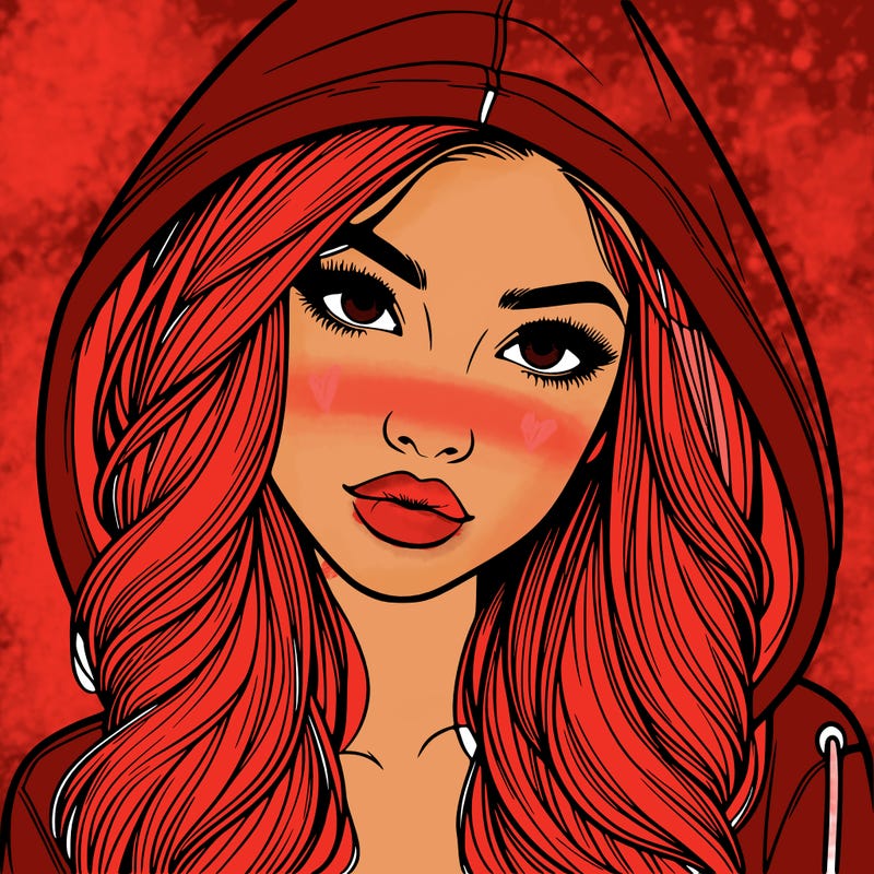 realistic beautiful girl with a hood on