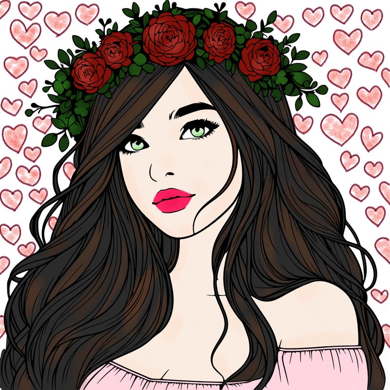 realistic girl with flower crown