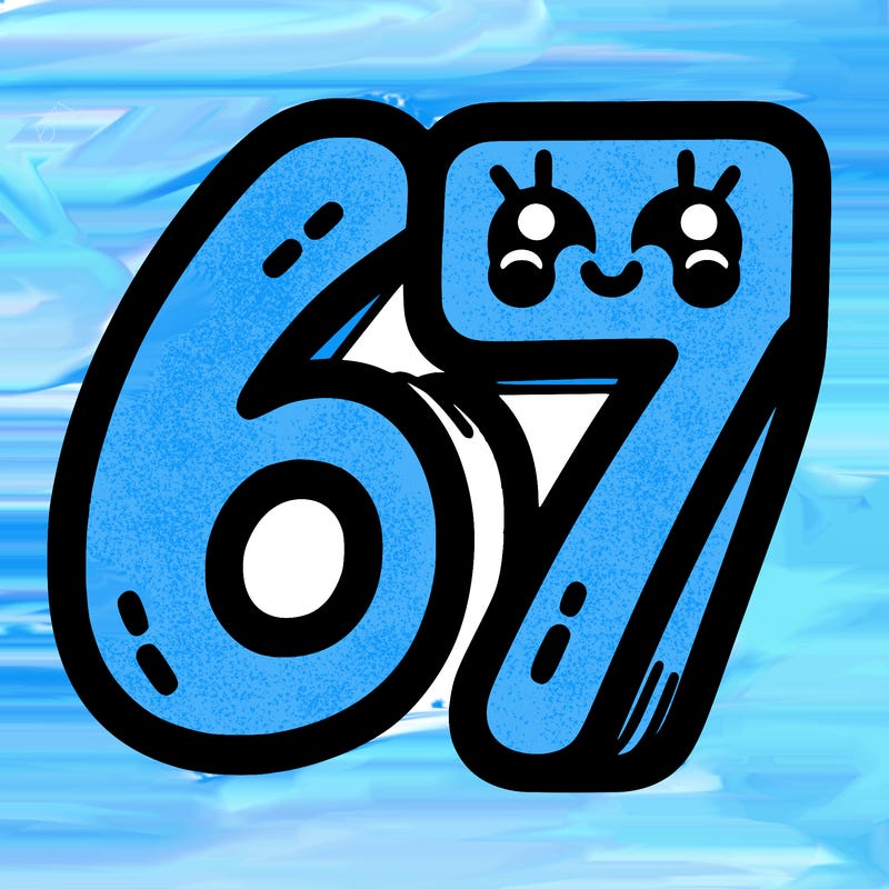 the numbers 67