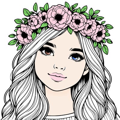realistic girl with flower crown
