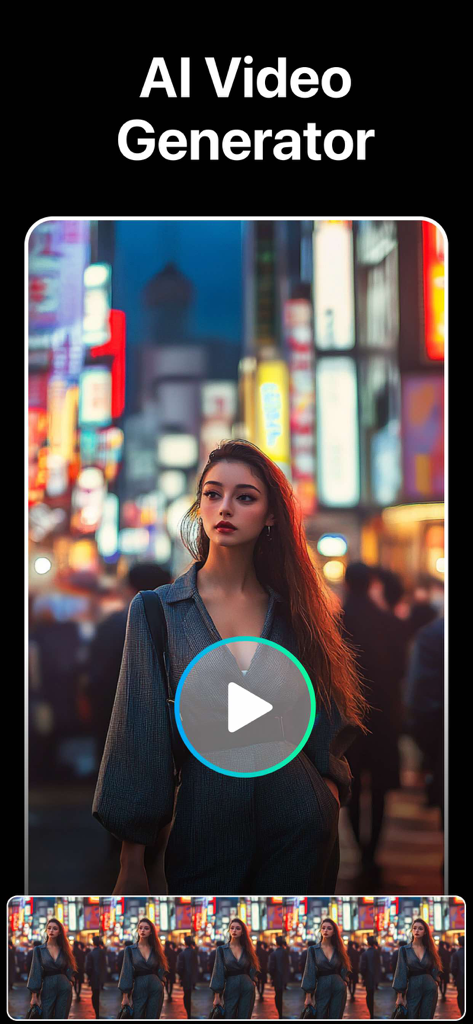 AI Video Generator: Video AI - 네온 도시 거리의 여성에 대한 AI 생성 동영상 미리 보기