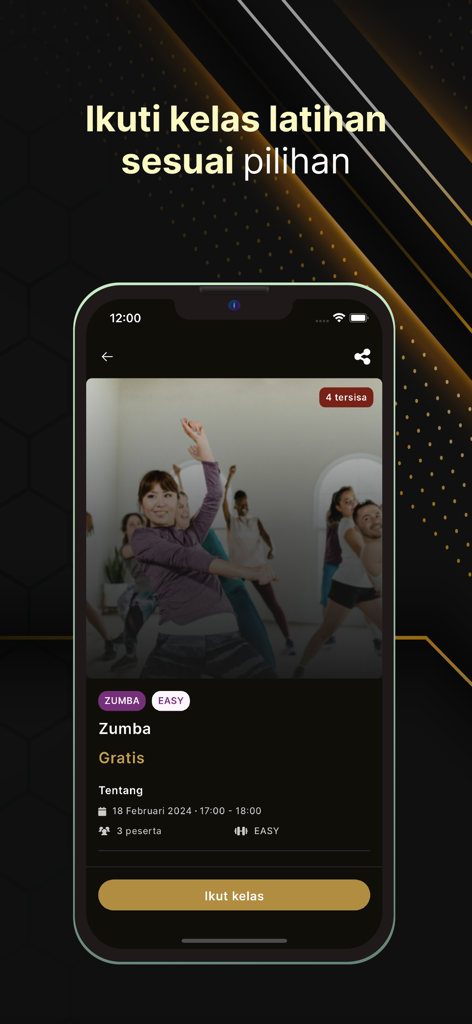 Nest Gym - Nest Gym mobile app showing details for a scheduled Zumba class