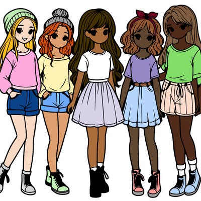 a group of five girls