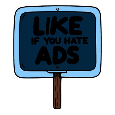 a sign that says like if you hate ads