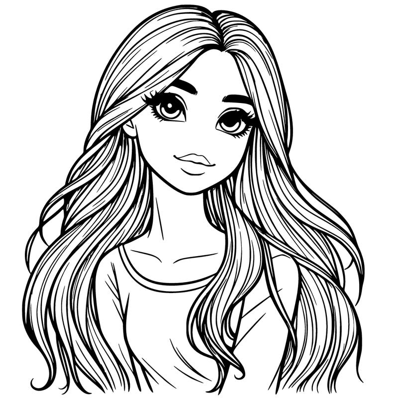 realistic girl with long hair