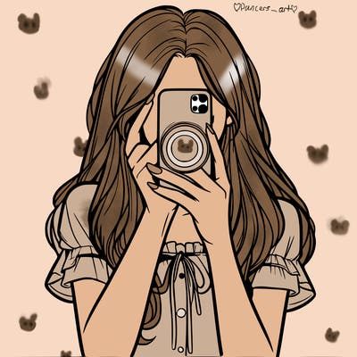 a realistic girl holding her phone taking pictures