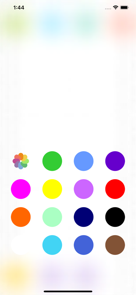 Doodle Pad -Draw Kid Coloring - A simple grid of vibrant color circles and a photo icon for choosing drawing tools in the Doodle Pad kids app