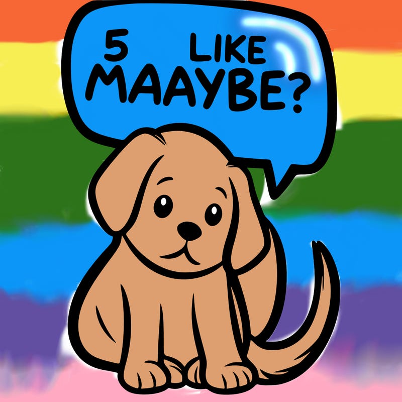 a puppy that says 5 like maybe