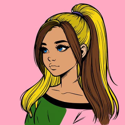 realistic girl with a high ponytail