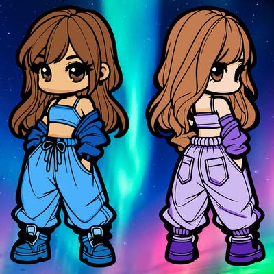 girl in crop top and baggy pants