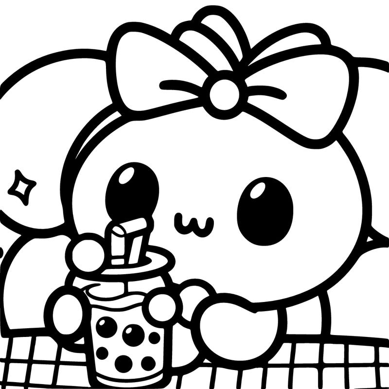 cinnamoroll drinking boba tea