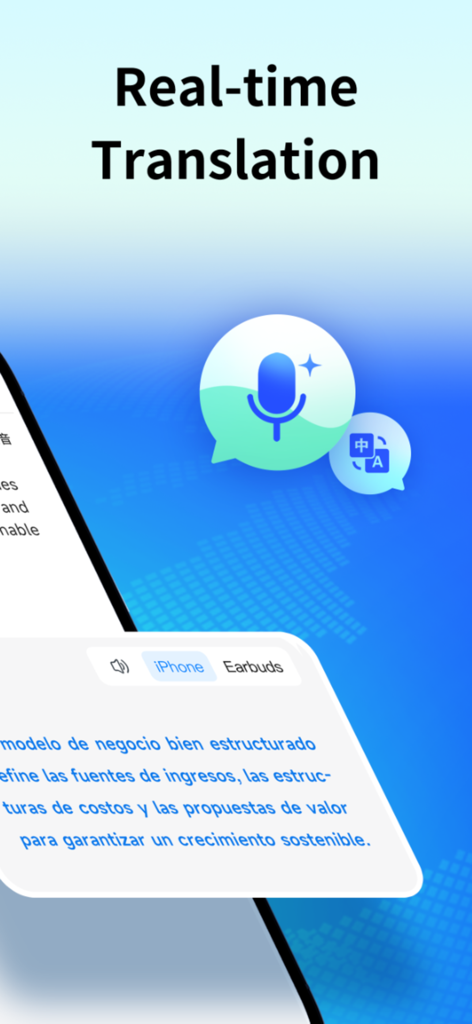 PolyPal - AI Live Translator - Tela de tradução em tempo real para o PolyPal AI Live Translator
