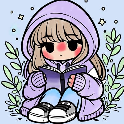 girl in oversized hoodie reading a book