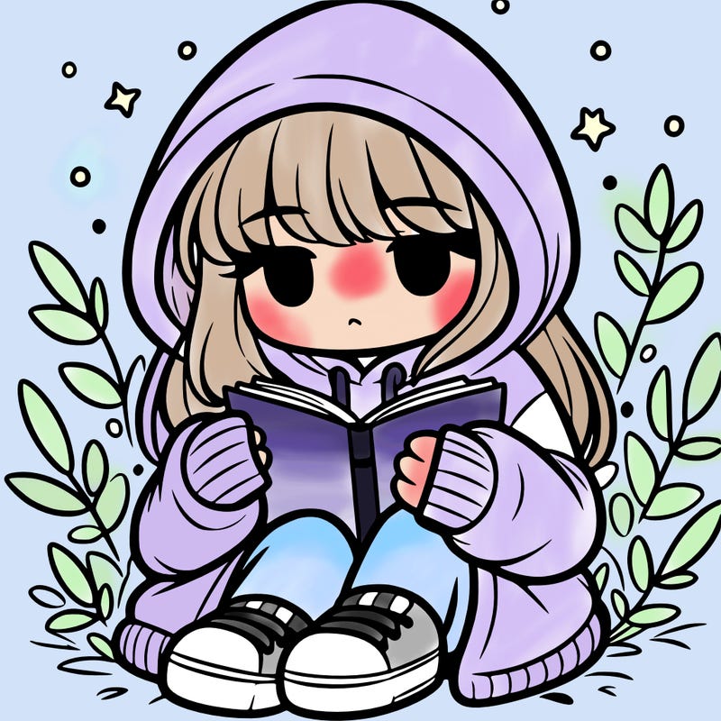 girl in oversized hoodie reading a book