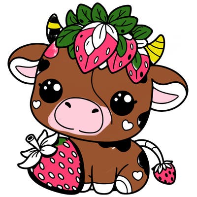 cute strawberry cow