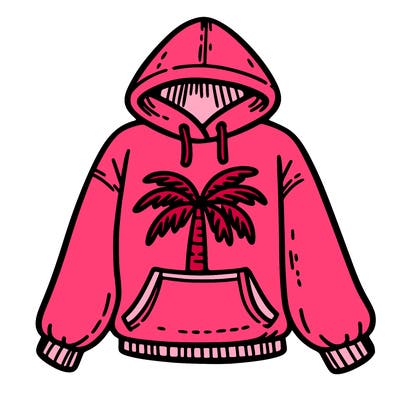 pink palm puff hoddie