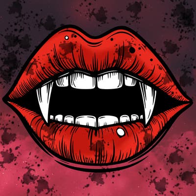 lips with vampire teeth