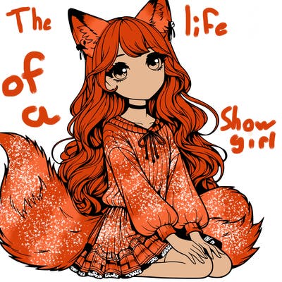 realistic girl with fox ears and tail