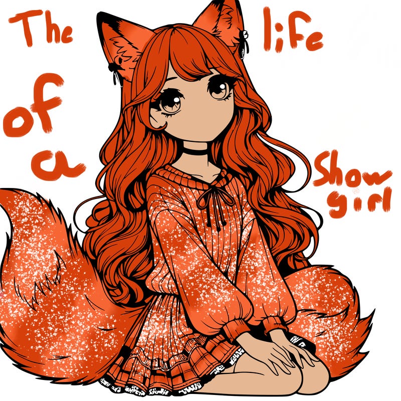 realistic girl with fox ears and tail