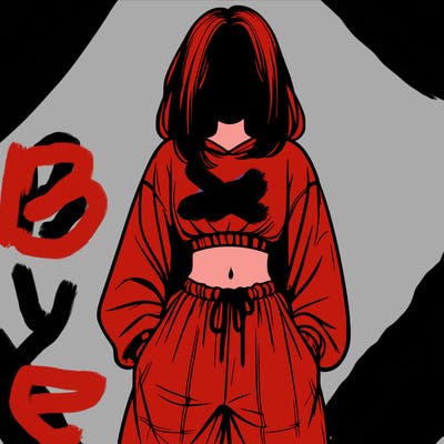 realistic girl faceless with baggy pants and a crop top