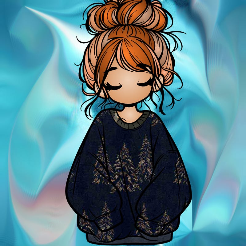 girl with baggy sweatshirt and messy bun