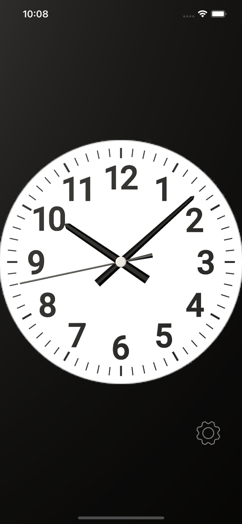Ticktack Clock - Minimalist analog clock interface with a white face and black hands on a dark background