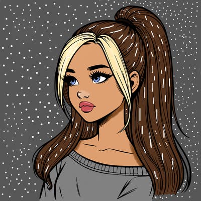 realistic girl with a high ponytail